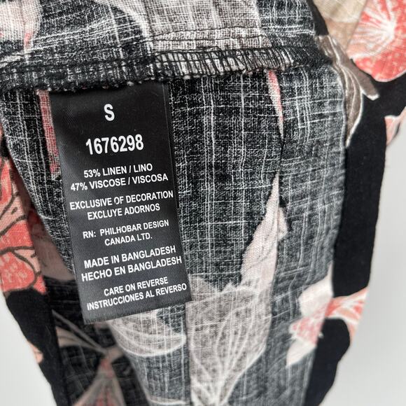 NICOLE MILLER Original Dress Size Small Floral Short Sleeve Linen Blend Black - Picture 15 of 15